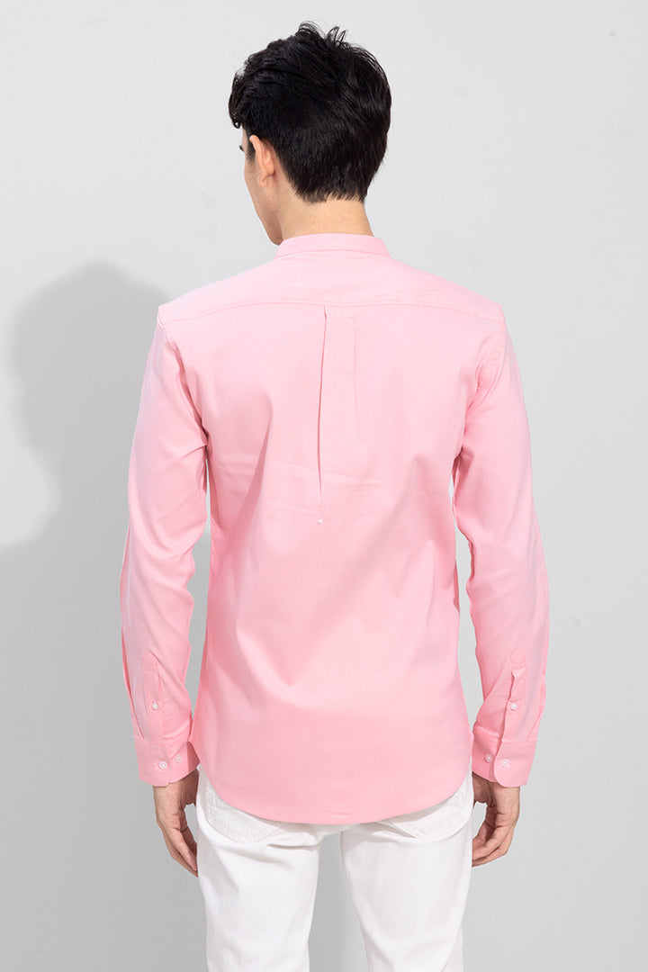 Standup Collar Baby Pink Shirt