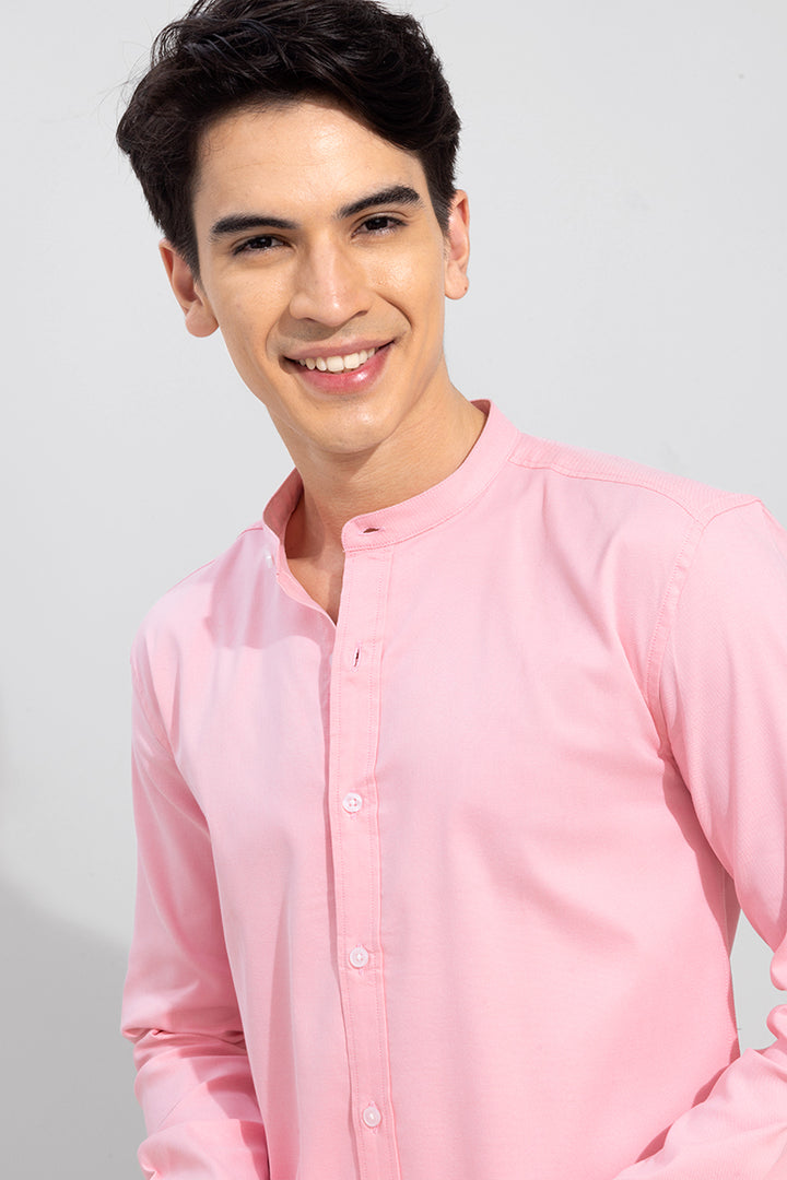 Standup Collar Baby Pink Shirt