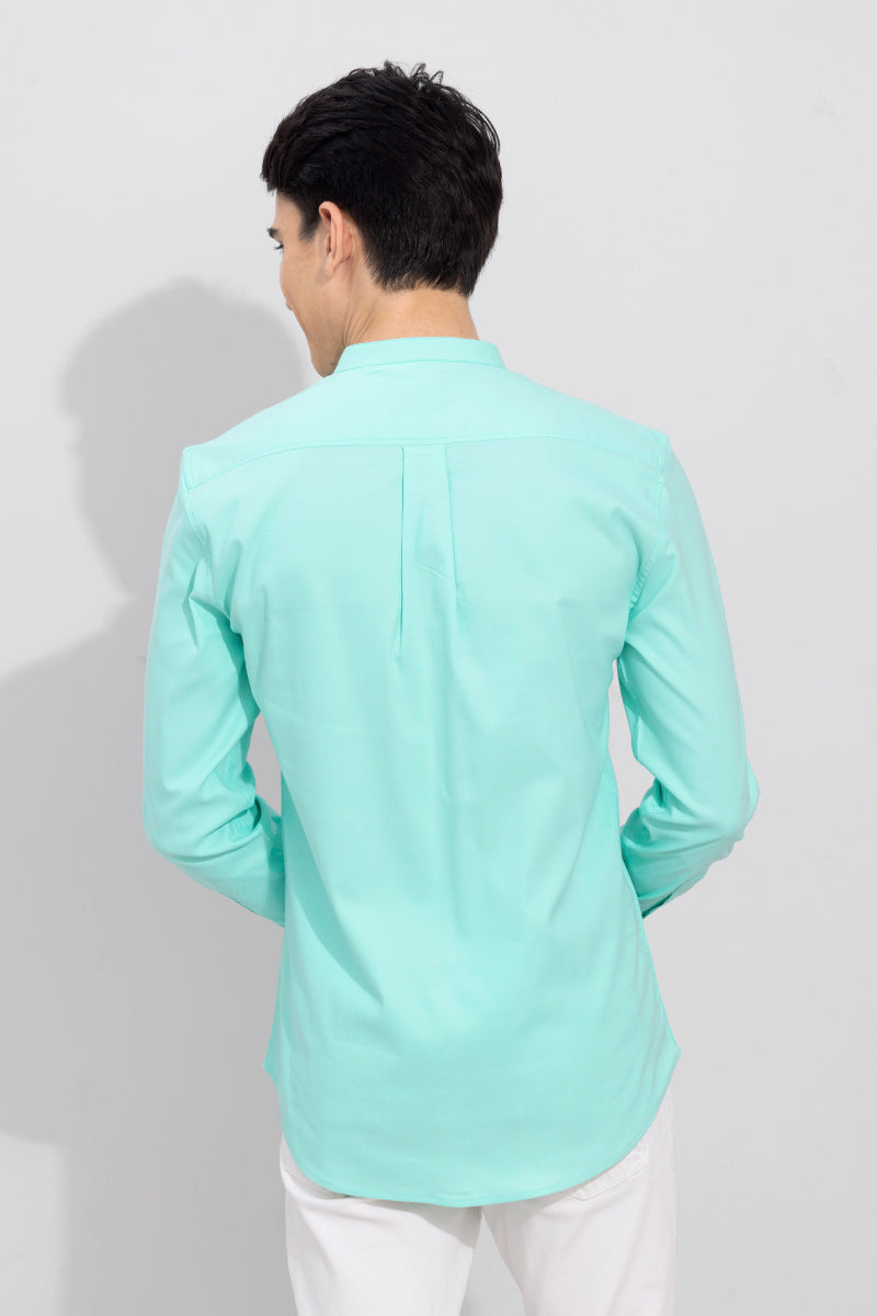 Standup Collar Mint Green Shirt