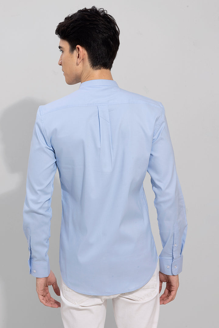 Standup Collar Blue Shirt