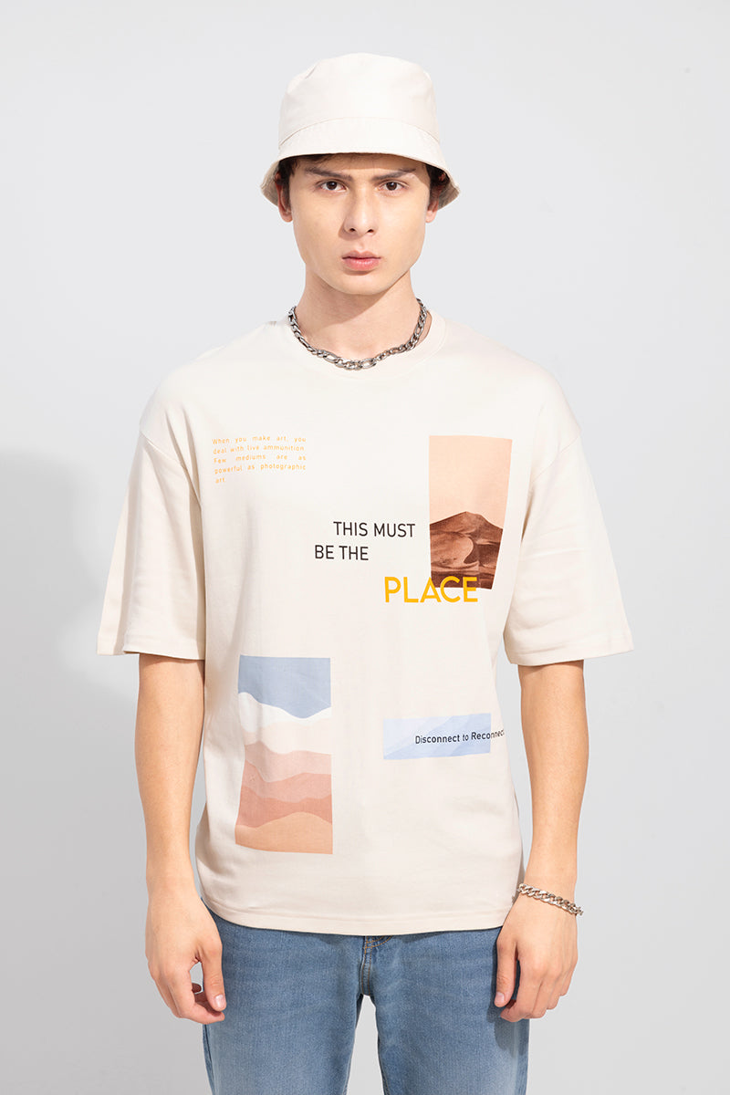 Buy Men's This Must Cream Oversized T-Shirt Online | SNITCH