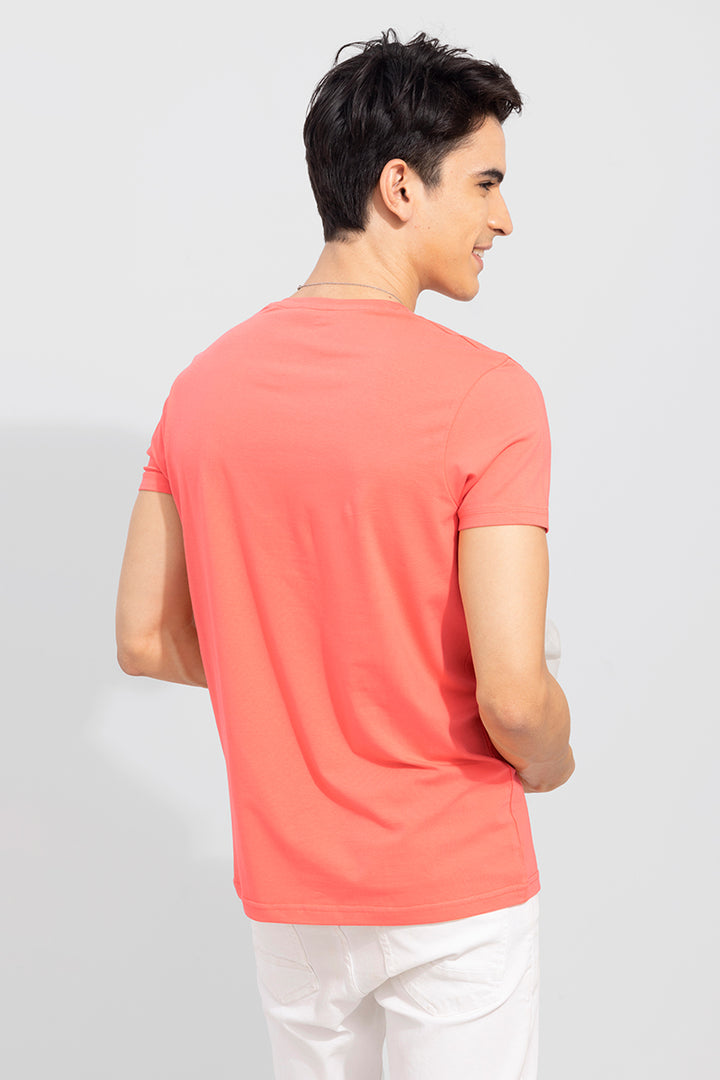 Candy Pink Solid 4 Way Stretch Crew Neck T-Shirt