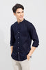 Standup Collar Navy Shirt