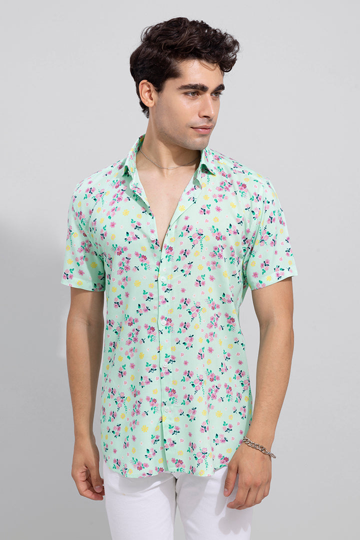 Buy Men's Dreamy Cloud Flower Green Shirt Online | SNITCH