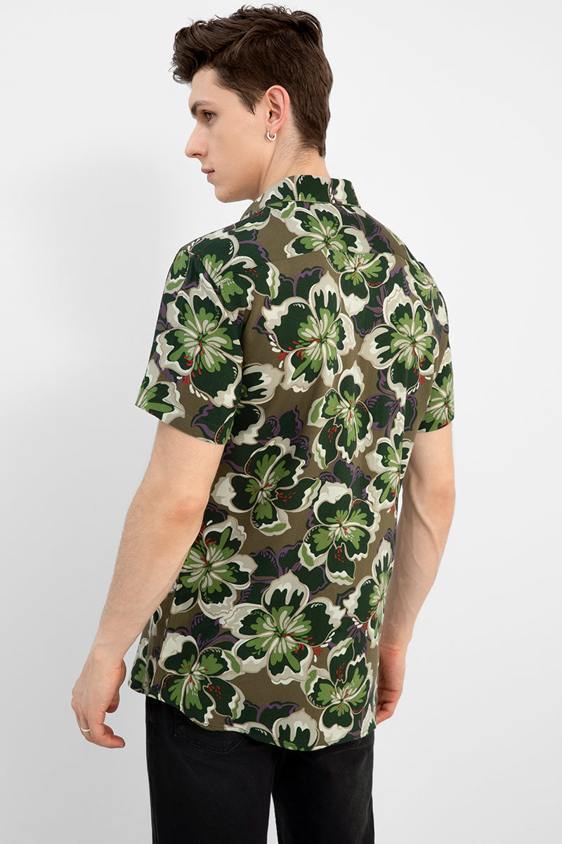 Maple Print Olive Shirt - SNITCH