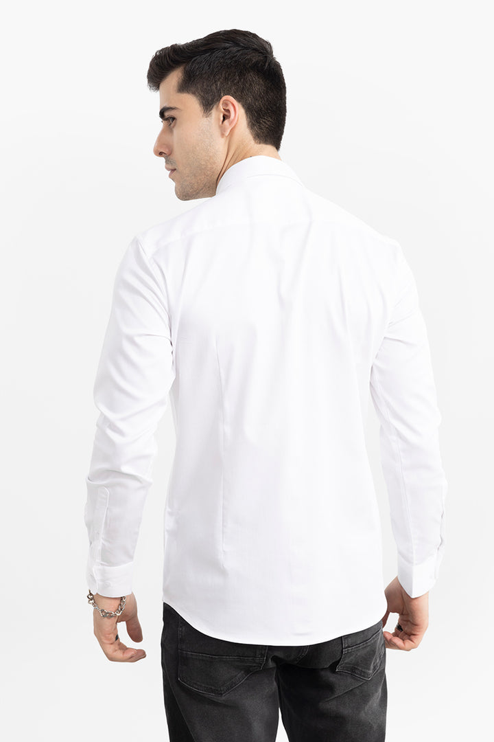 On Loop White Satin Stretch Shirt