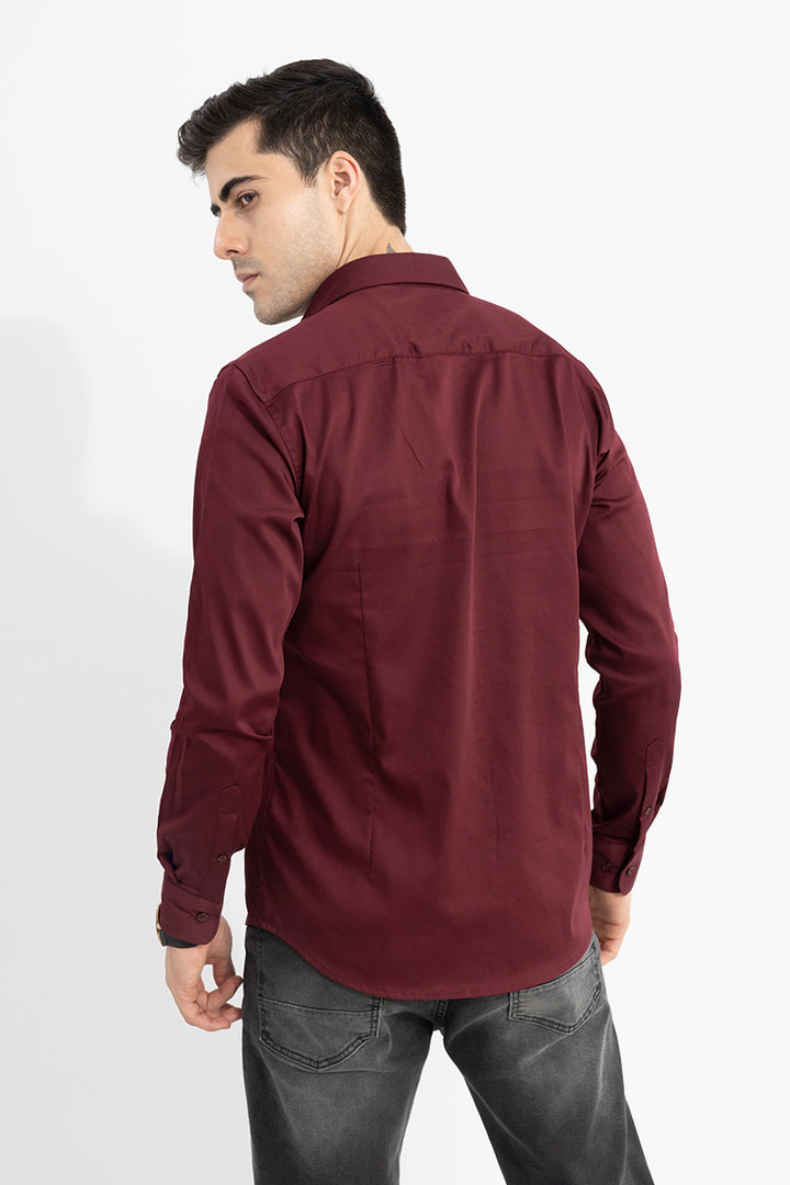 On Loop Maroon Satin Stretch Shirt