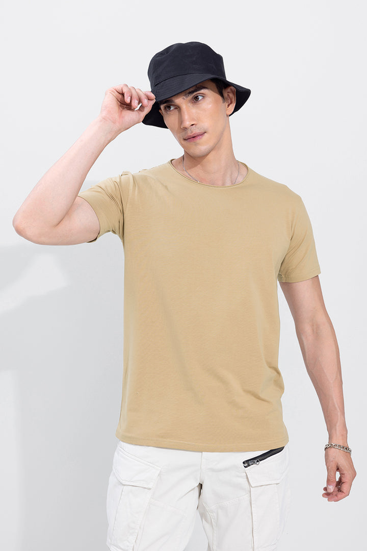 Raw Edge Camel Brown T-Shirt