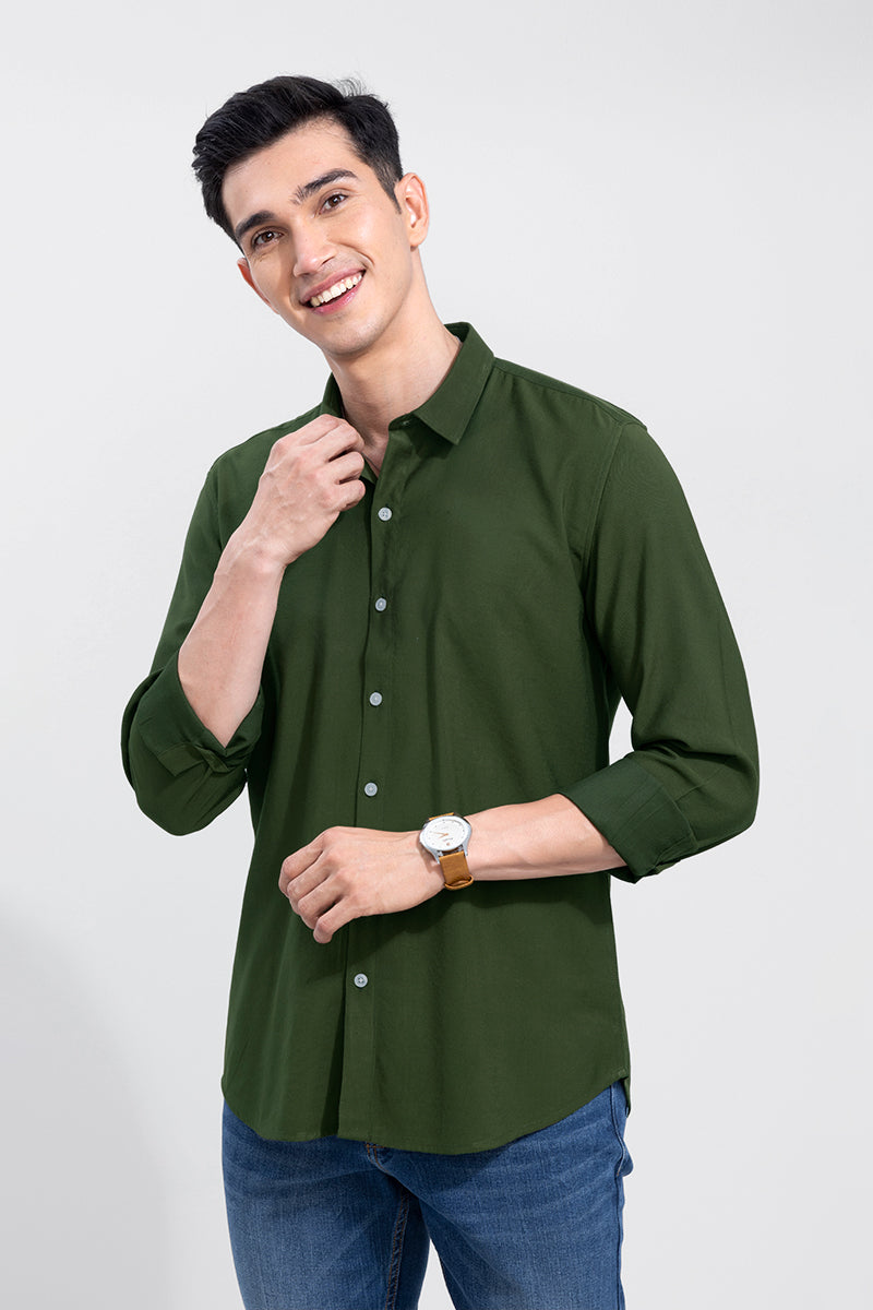 Buy Men's Creased Olive Shirt Online | SNITCH