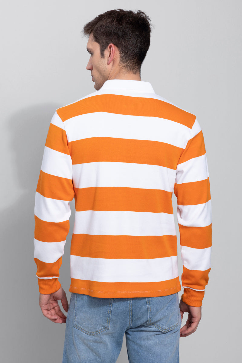 Rugby White & Orange Polo T-Shirt