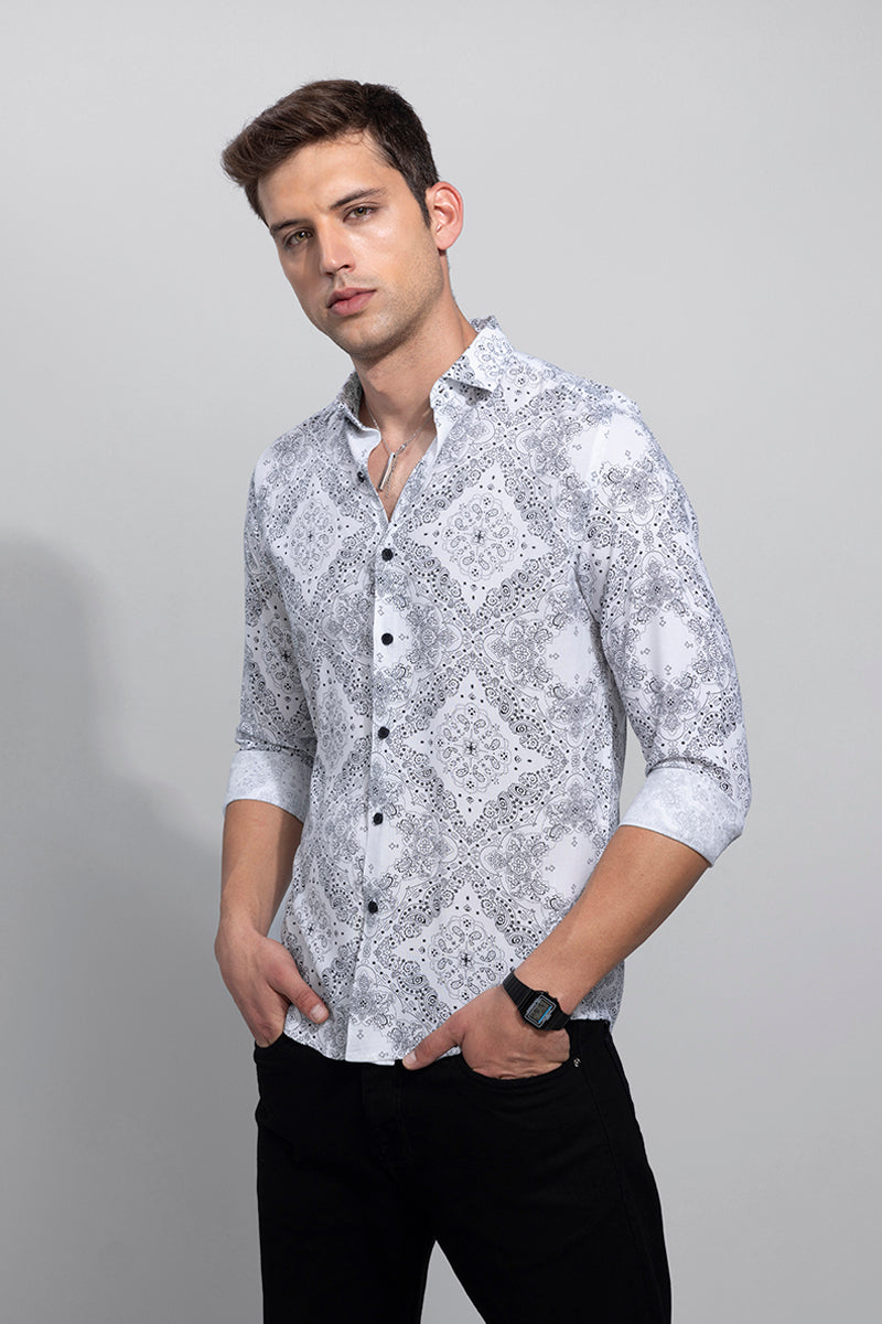 Buy Men's Ornamental Arcade White Shirt Online | SNITCH