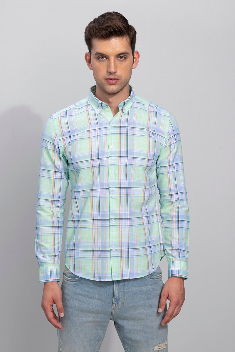 Normy Mint Green Checks Shirt