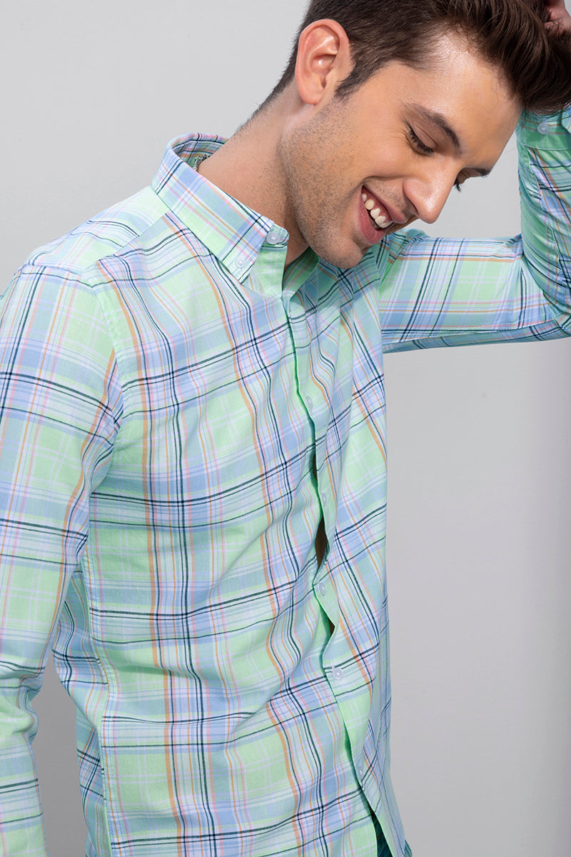 Normy Mint Green Checks Shirt