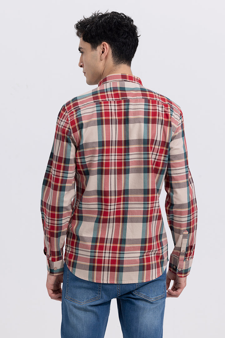 Windowpane Checks Peach Shirt