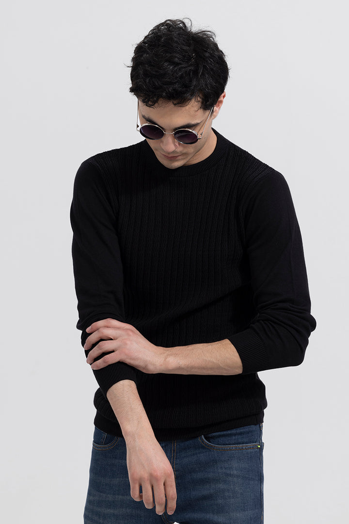 Cordial Black Ribbed Sweater