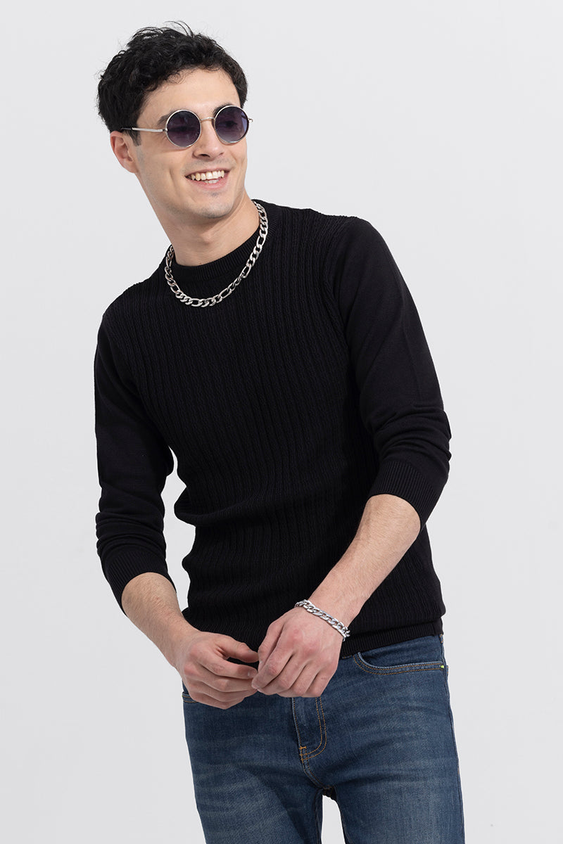 Cordial Black Ribbed Sweater