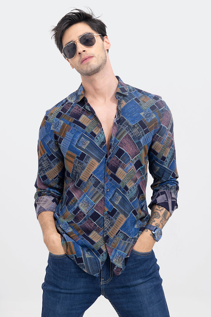 Block Patch Blue Shirt