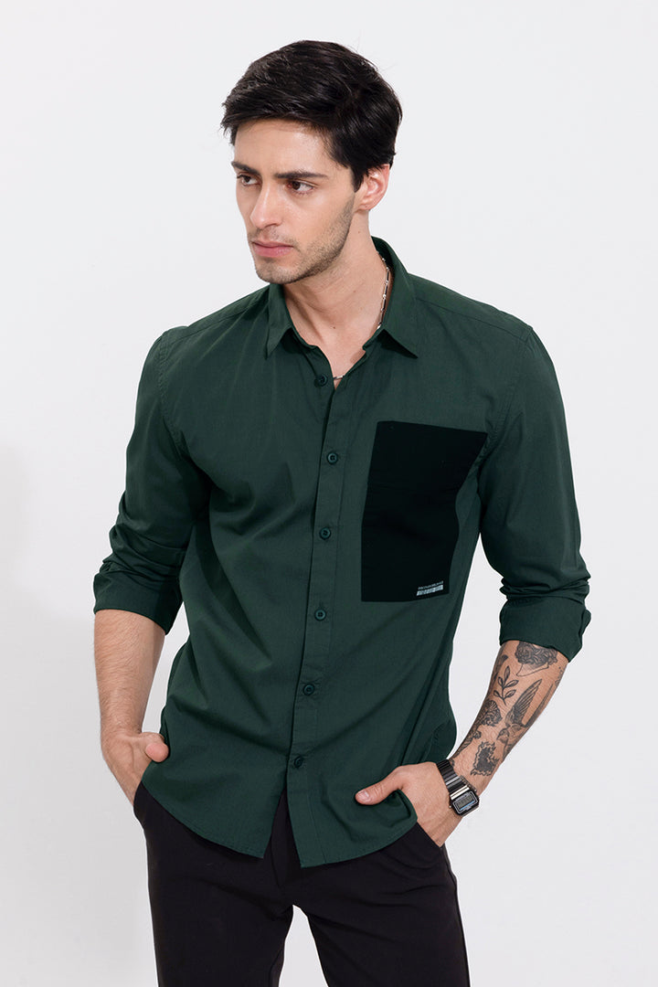 Side Patch Pocket Olive Shirt