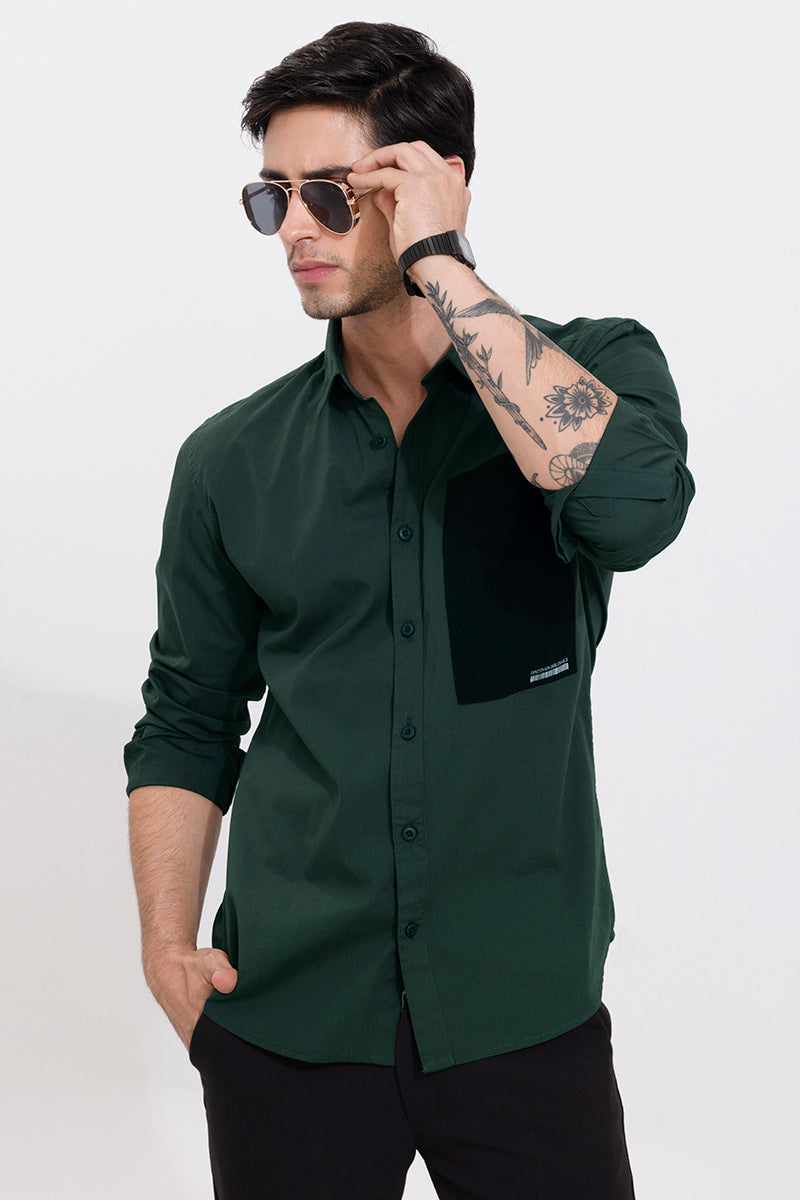 Side Patch Pocket Olive Shirt