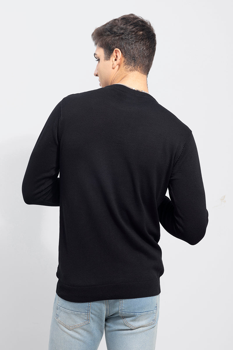 Buy Men's Melow Black Sweater Online | SNITCH