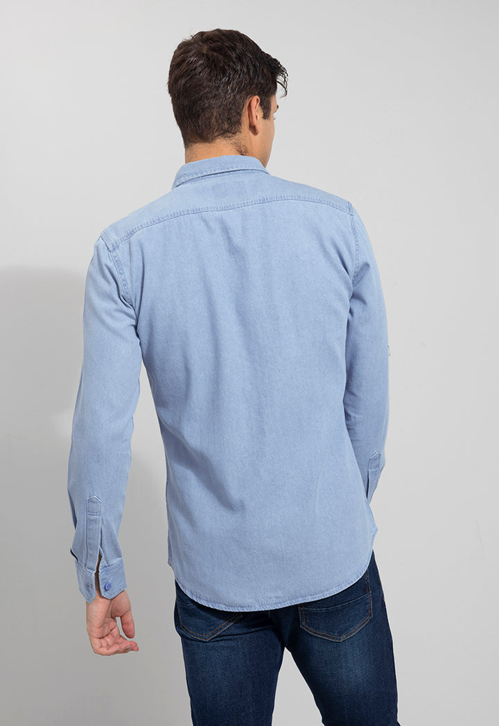 Typo Sky Blue Denim Shirt