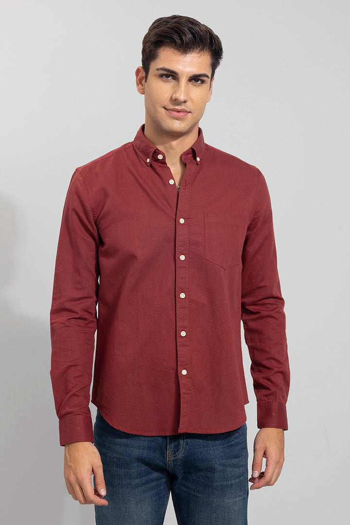 Trig Maroon Linen Shirt