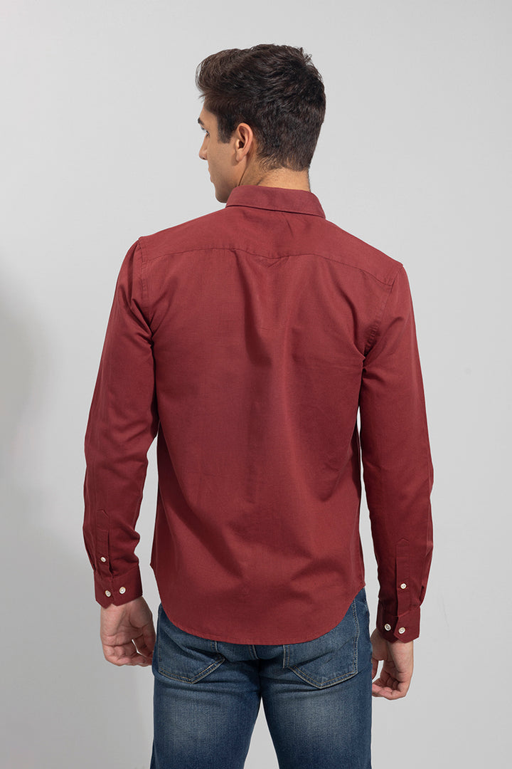 Trig Maroon Linen Shirt