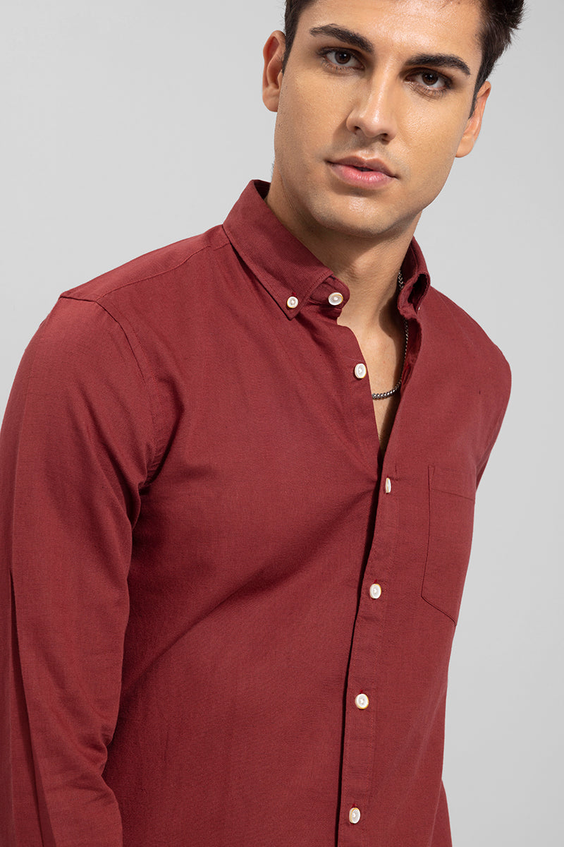 Trig Maroon Linen Shirt