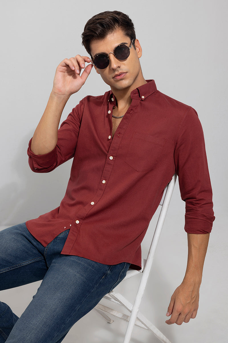 Trig Maroon Linen Shirt