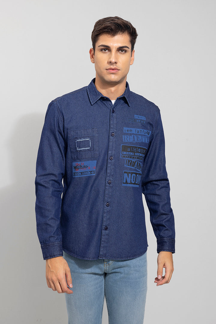 Typo Blue Denim Shirt