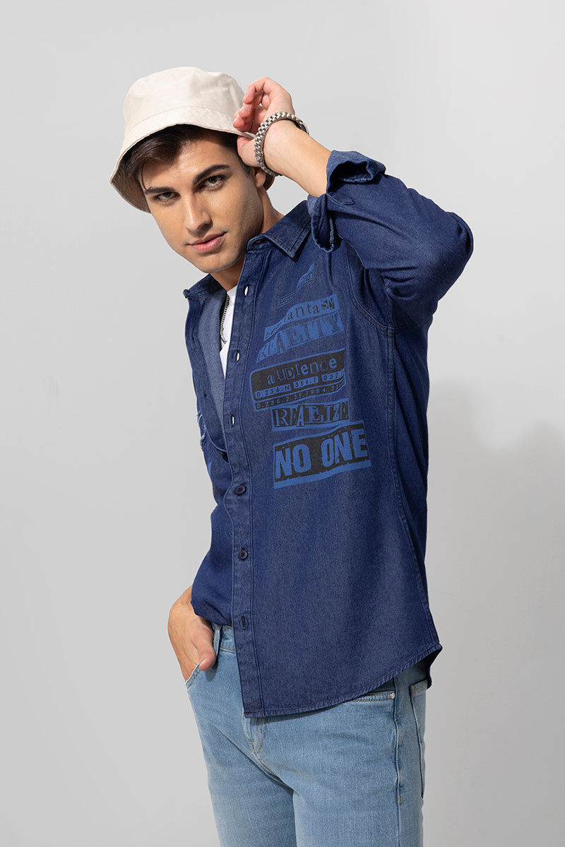 Typo Blue Denim Shirt