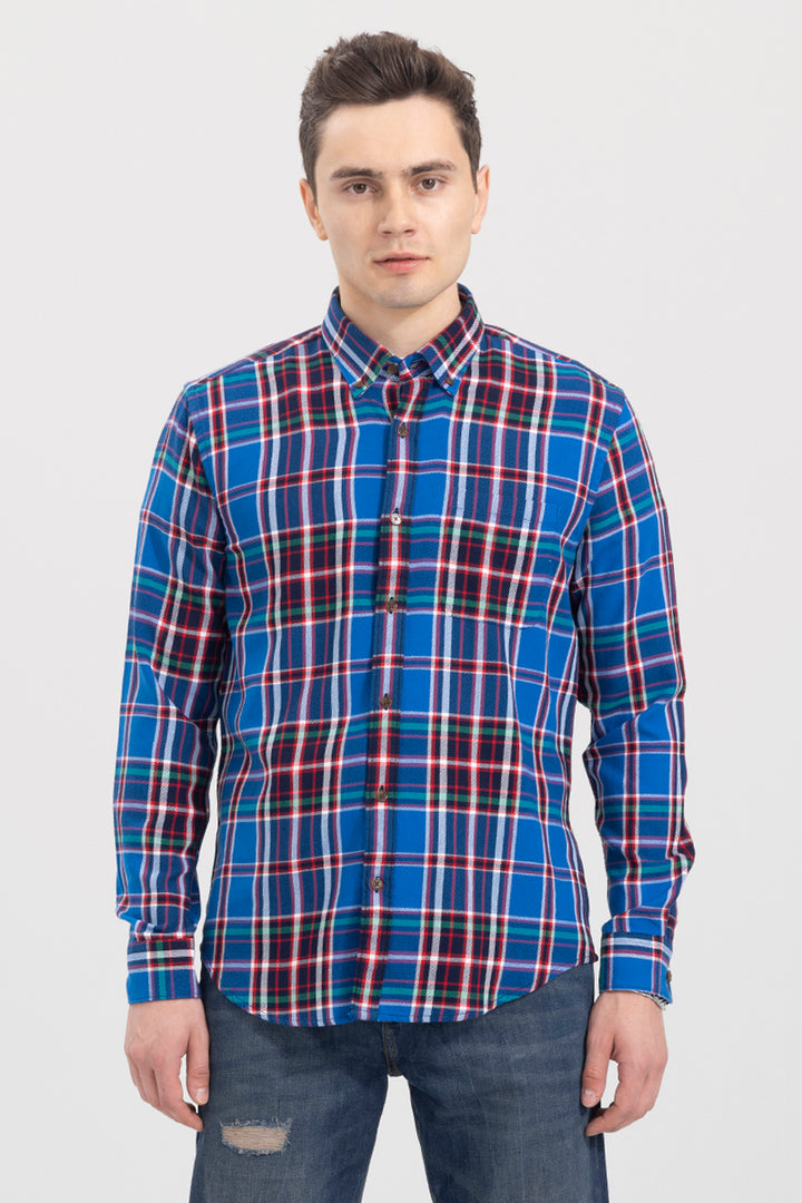 Quad Checks Blue Shirt