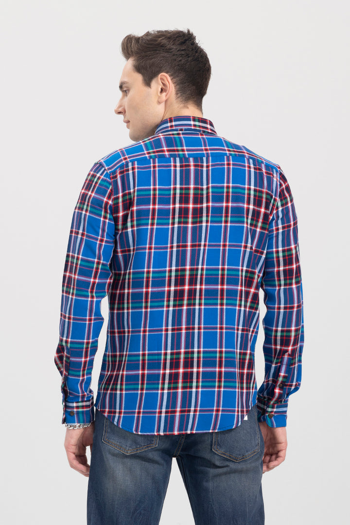 Quad Checks Blue Shirt