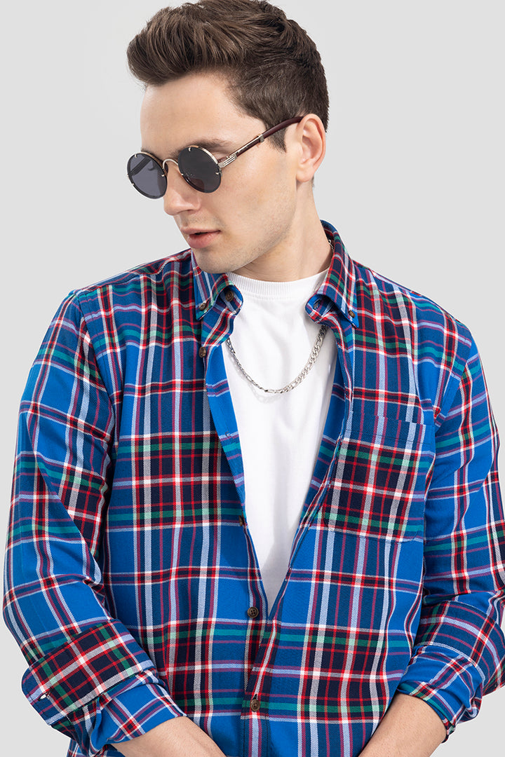 Quad Checks Blue Shirt