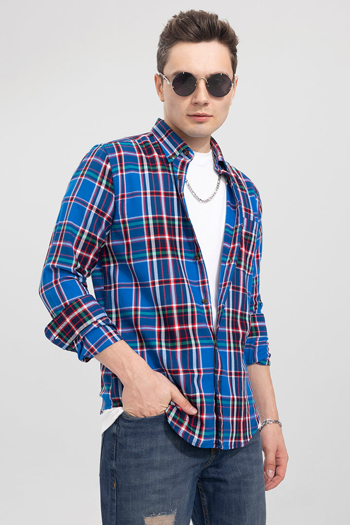 Quad Checks Blue Shirt