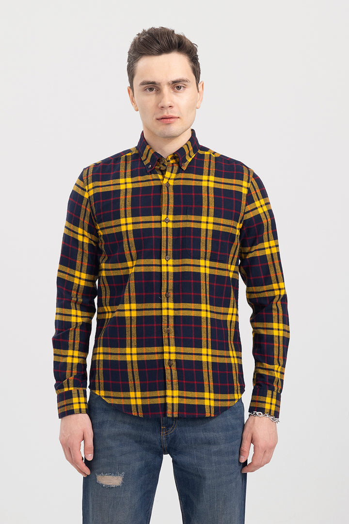 Window Pane Yellow Checks Shirt