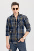 Popper Button Grey Checks Shirt