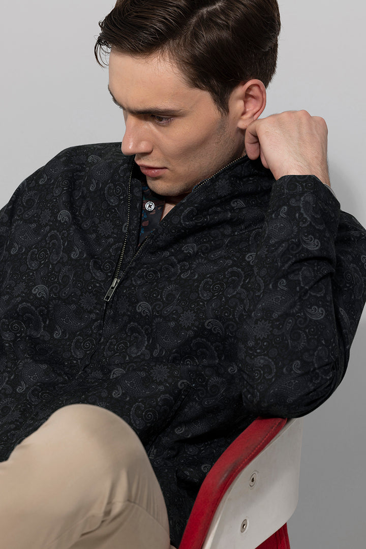 Roman Paisley Black Printed Jacket