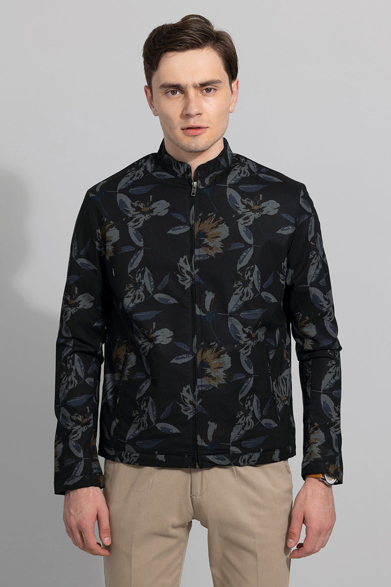 Modern Floral Grey Printed Jacket